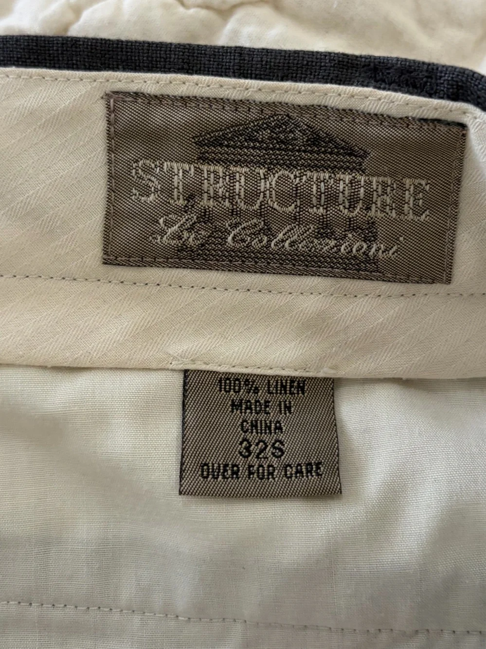 Vintage Structure La Collection 100% Linen Pleated Pants Charcoal Gray 32S